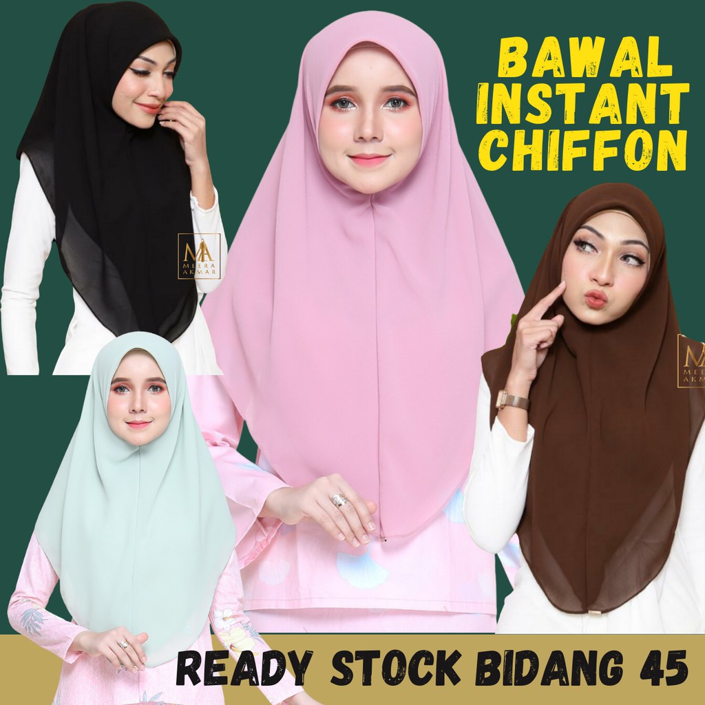 TUDUNG BAWAL INSTANT CHIFFON SOUK BIDANG 45 | Shopee ...