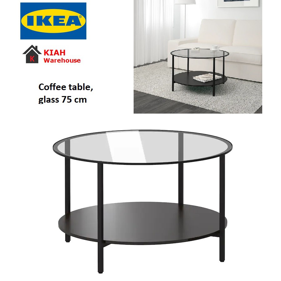  IKEA  VITTSJO Round Coffee Table Living Room Glass Table 