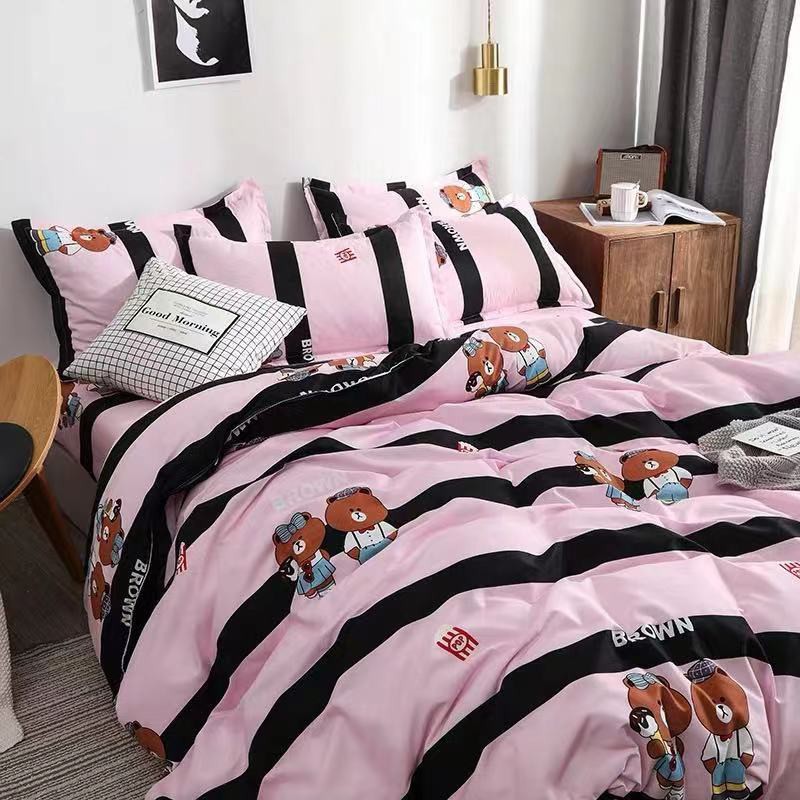 Ins Korean Brown Bear Bedding Sets Dormitory Single Queen King