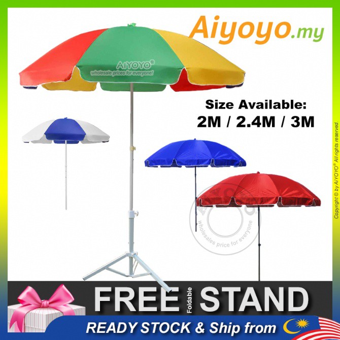 2m 2 4m 3m Parasol Umbrella Garden Umbrella Patio Umbrella Uv Sun Shade Canopy Payung Pasar Malam Outdoor Night Market S