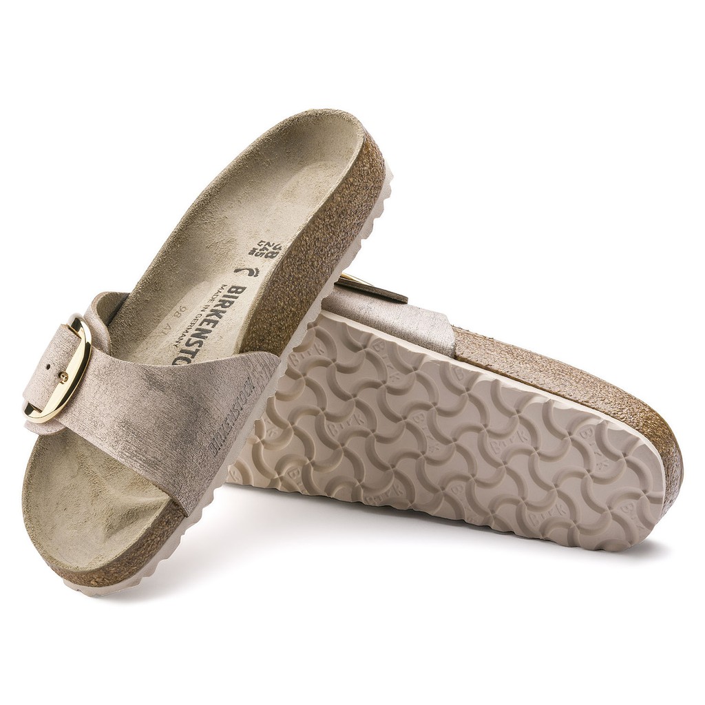 birkenstock madrid big buckle washed metallic rose gold