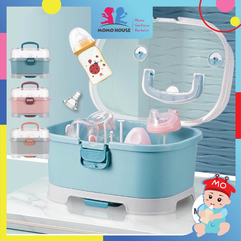 Portable Baby Milk Bottle Storage Box With Lid Dustproof Milk Powder Container Kotak Susu Botol