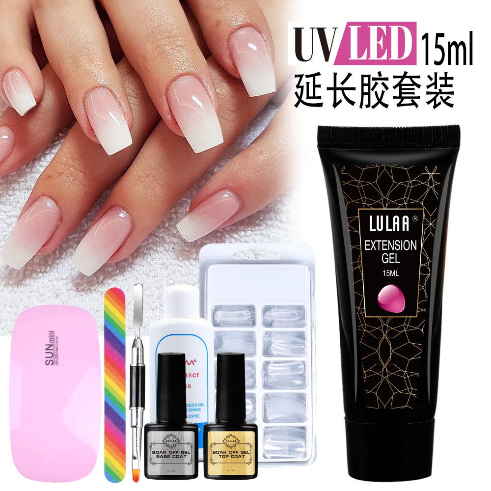 READY STOCK Poly Uv Gel Nail Builder Extension Kit LED Lamp Nail Gel Polish  Set Extension Polygel Nail Kit | Shopee Malaysia