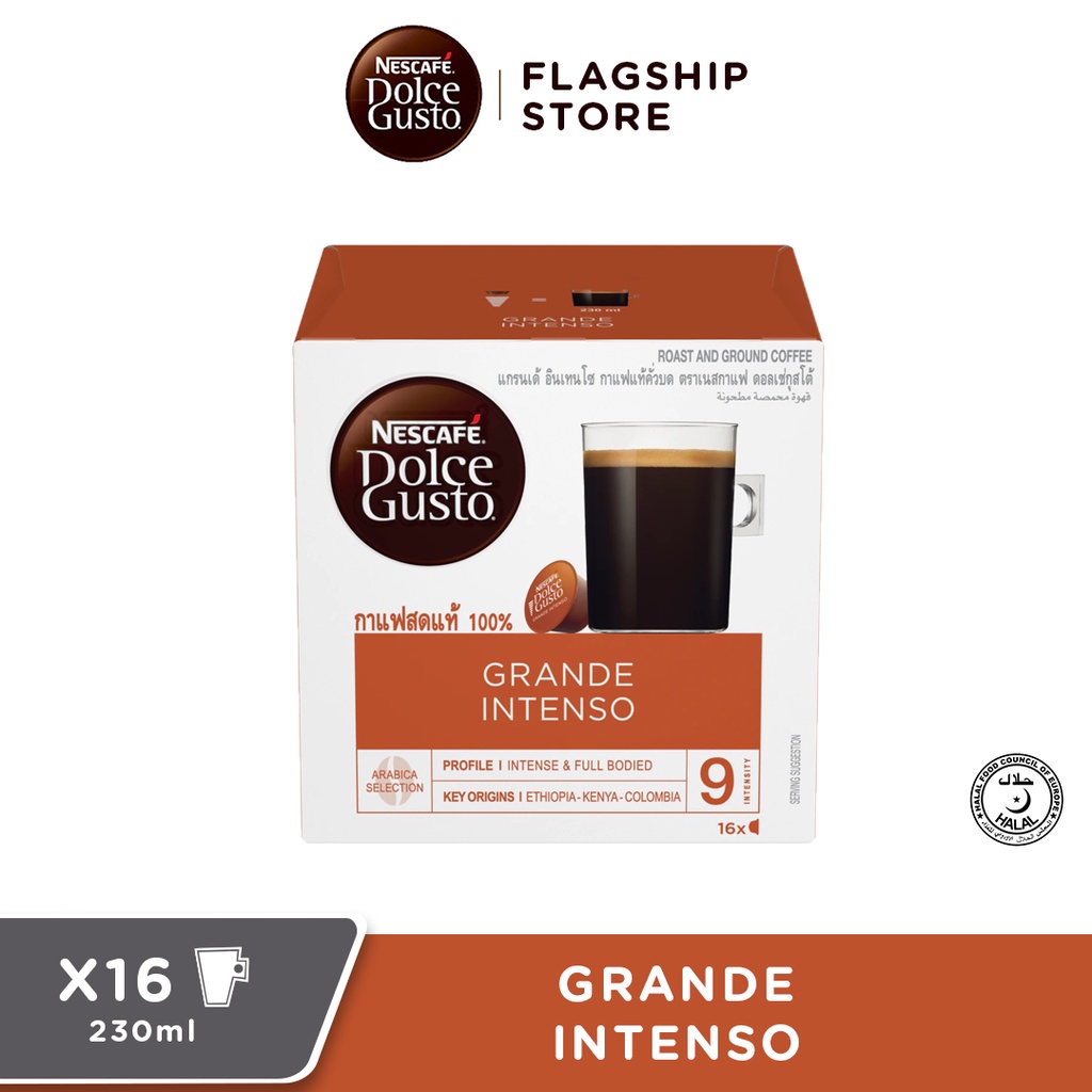NESCAFE Dolce Gusto Grande Intenso Coffee Capsules, 16 Servings [EXP