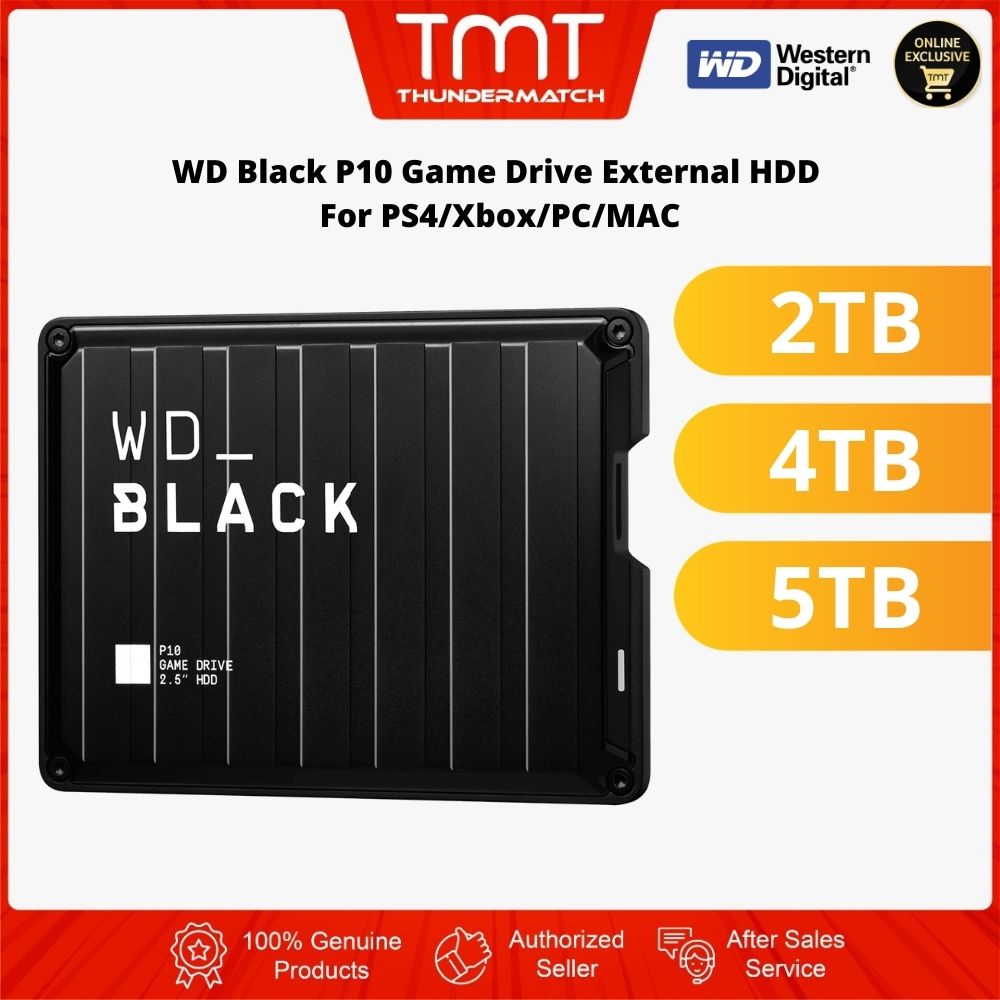 Tmt Wd Black P10 Game Drive 2tb 4tb 5tb External Hdd For Ps4 Xbox Pc Mac Black 3 Years Limited Warranty Shopee Malaysia