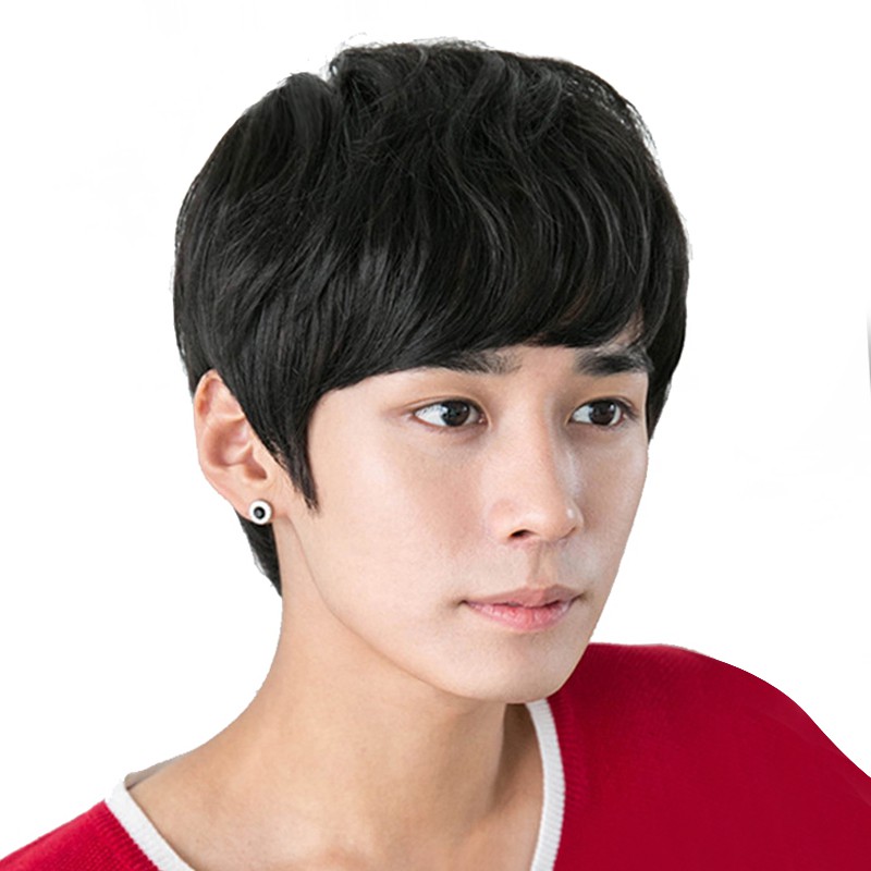 Wig Wig Men S Oblique Bangs Hair Straight Hair Short Haircut Men S