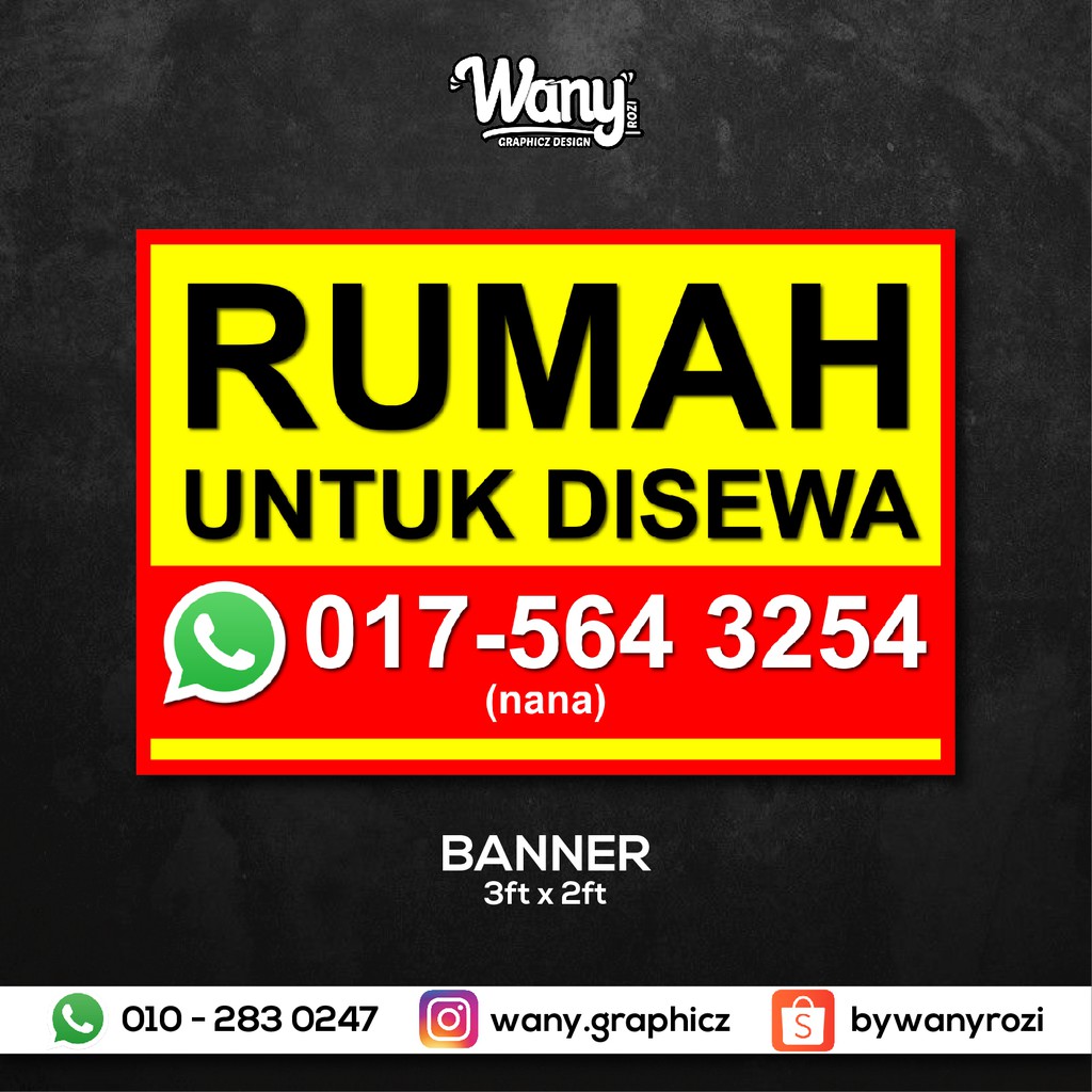 Banner Sewa Rumah Banting Design Design Murah Custom Size Shopee Malaysia