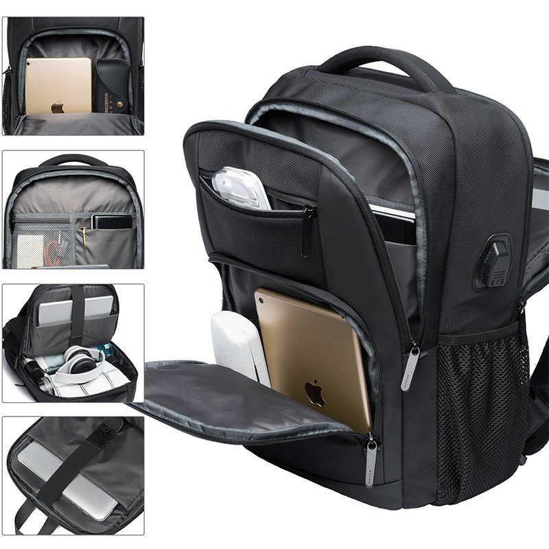 Bange Kaler USB Water Resistant Card Pocket Big Capacity Multi Compartment Anti-Theft Ultra Light Travel Laptop Backpack