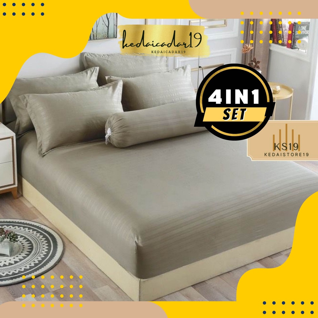 [HOT SELLING]Hotel Premium Quality 1000TC 2 in 1 SINGLE & 4 in 1 QUEEN/KING Size Fitted Bedsheet Cadar Murah 100% Cotton