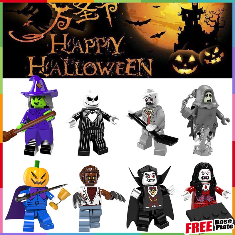 Halloween Series Minifigures Pumpkin Man Ghost Witch Werewolf Vampire Queen Toys Gifts Mini Figures PG8080