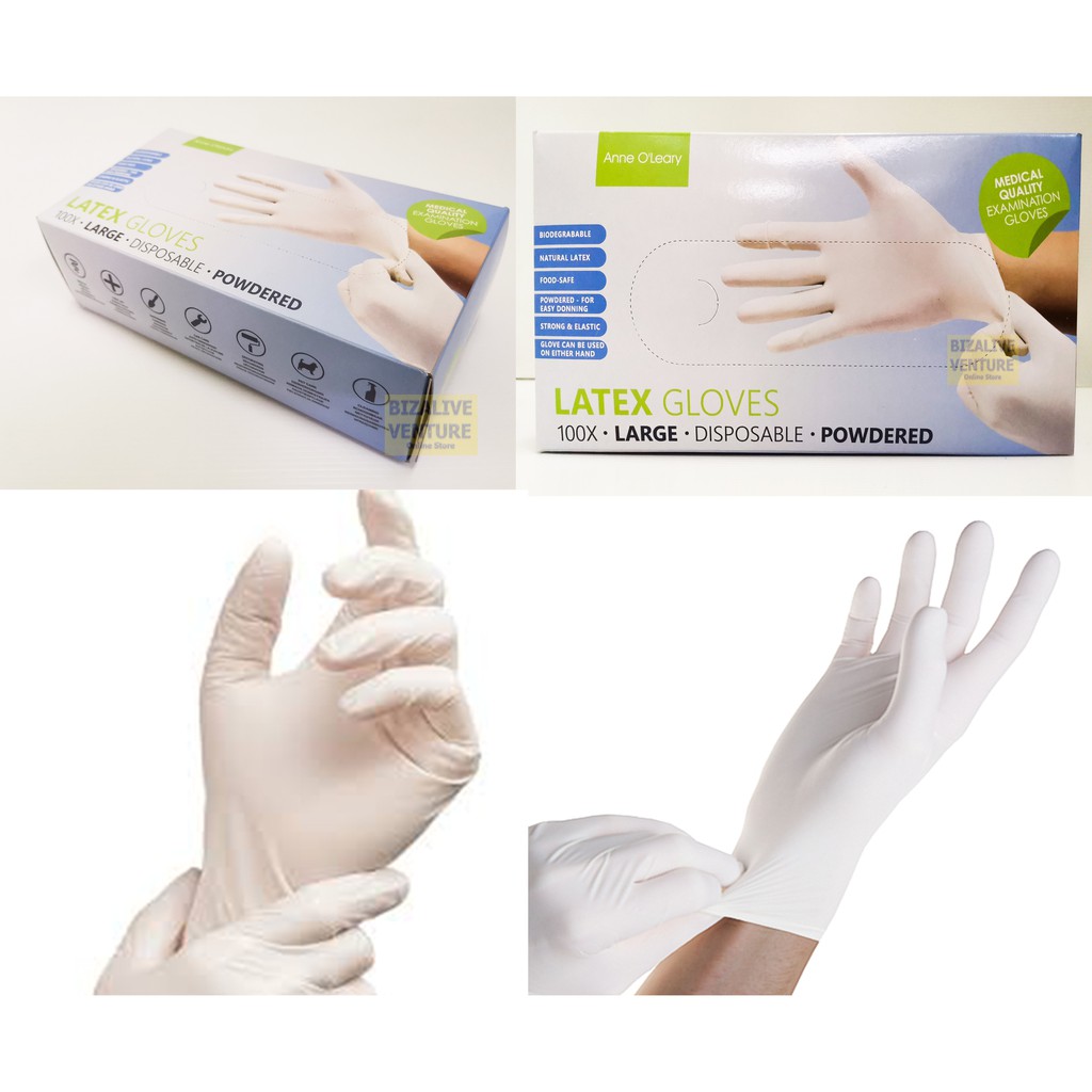 Disposable Latex Gloves POWDERED 100Pcs | Medical Quality Examination ...