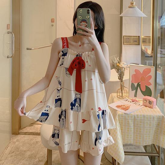Pajamas ladies and GIRLS SUSPENDERS sexy days can wear spring and autumn home clothes two sets2020睡衣女士少女吊带性感天可外穿春秋家居服两件套装qdrhszgjmy.my 9.25