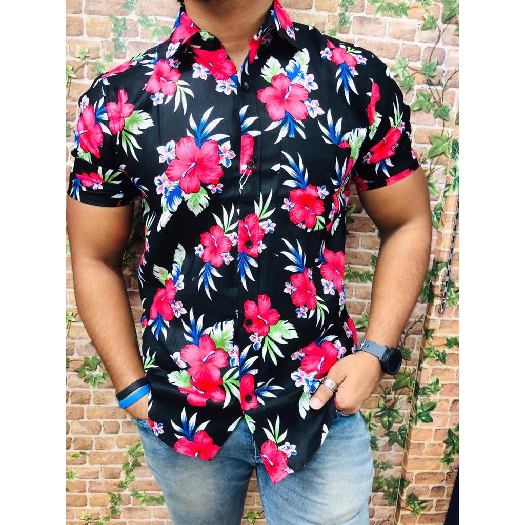  BAJU  BATIK  BUNGA FLORAL LELAKI  CASUAL MEN SHIRT BATIK  