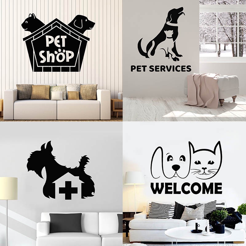 Pet Wall Decal Grooming Salon Decals Vinyl Stickers Cat Dog Puppy Pet