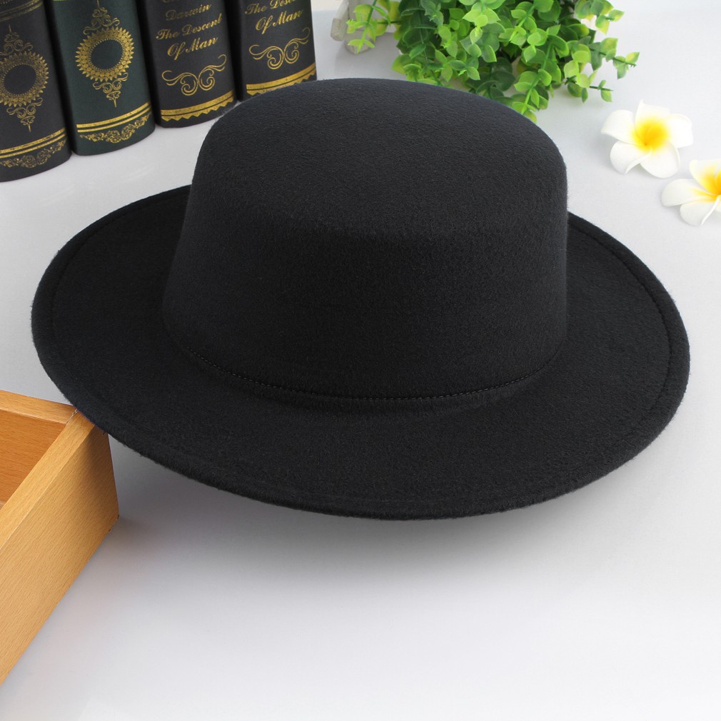 British style men and women gentleman hat warm wool jazz hat casual outdoor flat top Panama hat