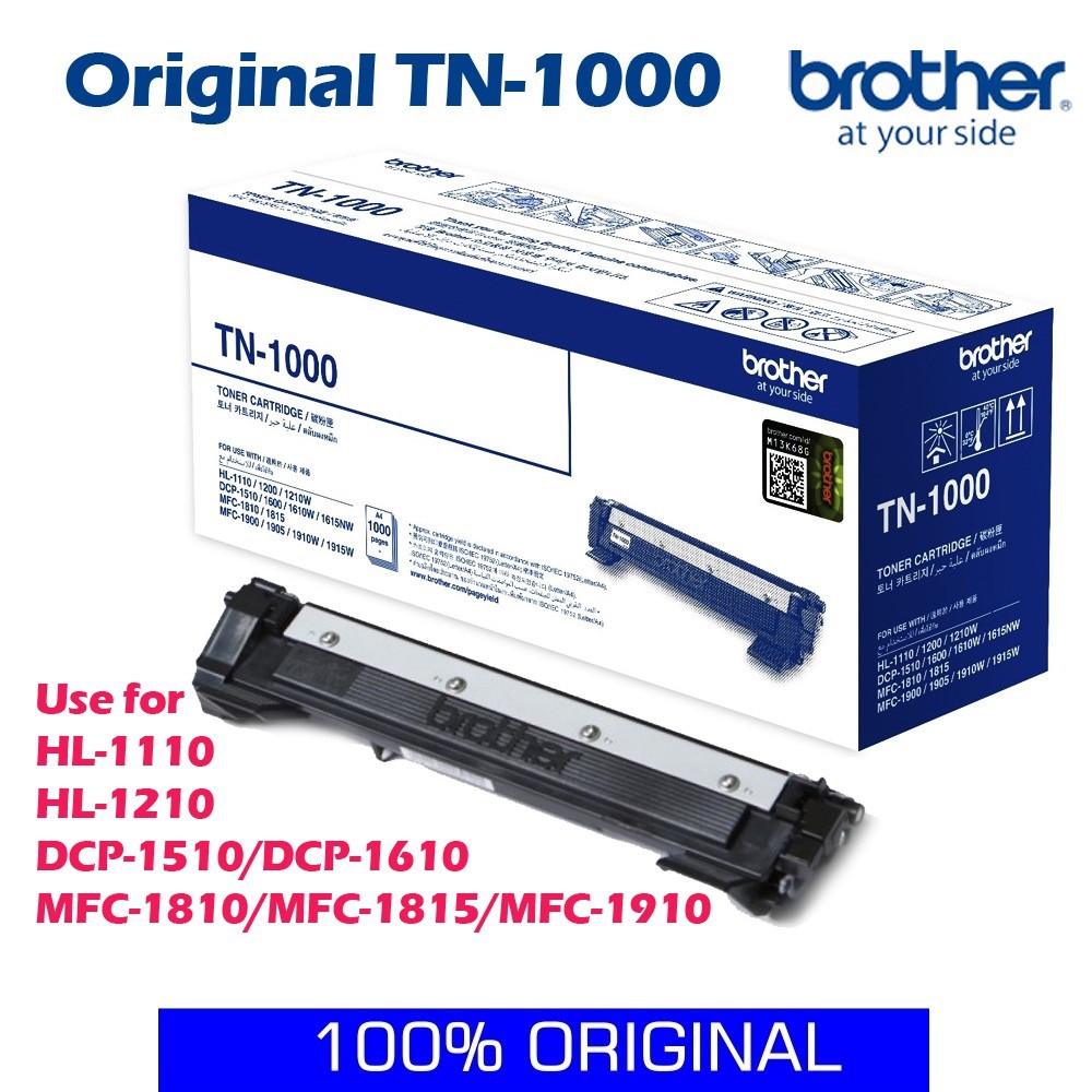 Brother Original TN-1000 Toner HL-1210W/ DCP-1510/ DCP-1610W TN1000 | Shopee Malaysia