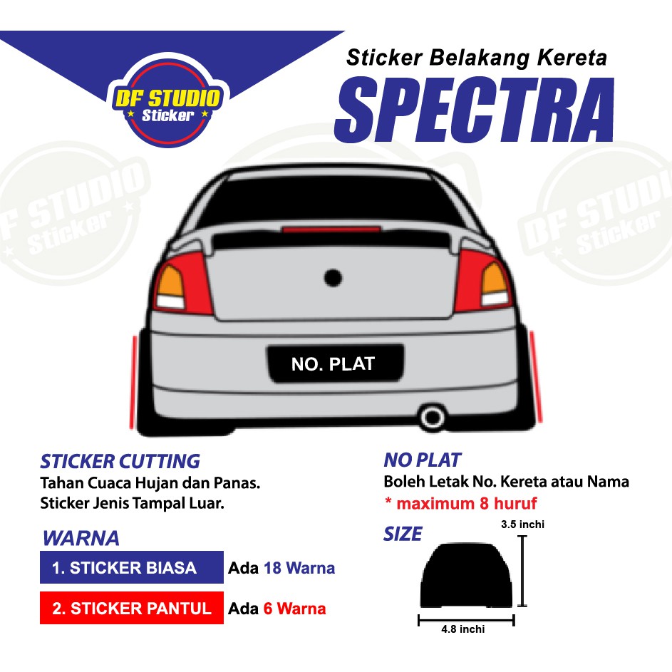 Sticker Belakang Kereta Kia Spectra, 1 Pcs, Boleh Tukar ...