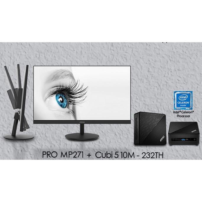 [Bangkok Express 1 Hour]MSI Cubi 510M-232TH (Intel Celeron) + PRO MP271 (75Hz 27 Inches IPS)-Thai Warranty