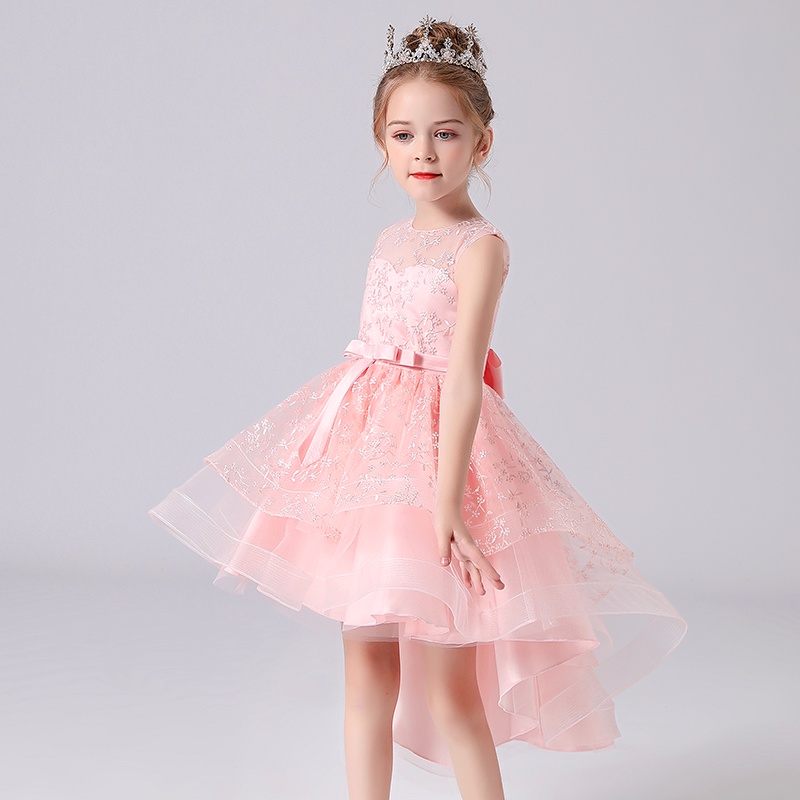 Girls Princess Trailing Dress For Wedding Piano Performance Costume Sweet Style sleeveless Dresses  M1243