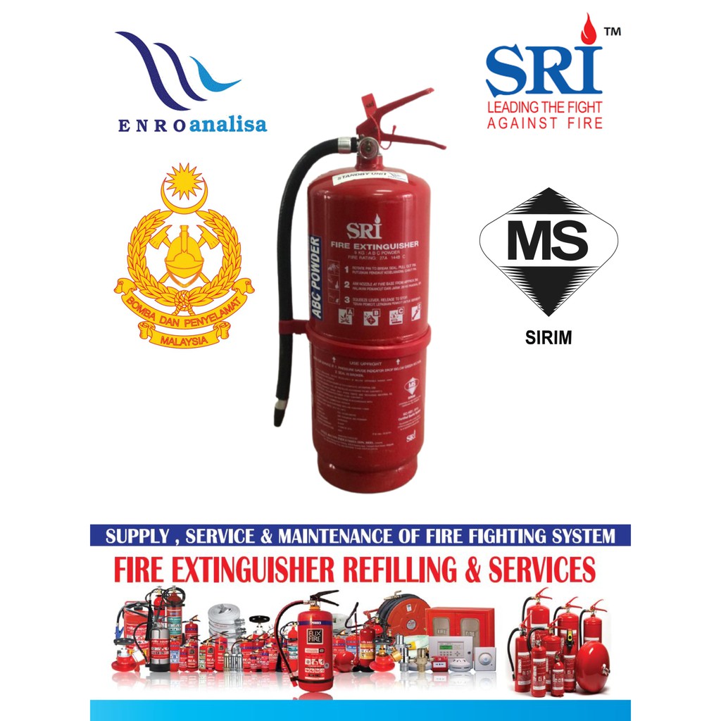 SRI Fire Extinguisher 9kg Dry Powder (ABC) SIRIM & Bomba Approved ...