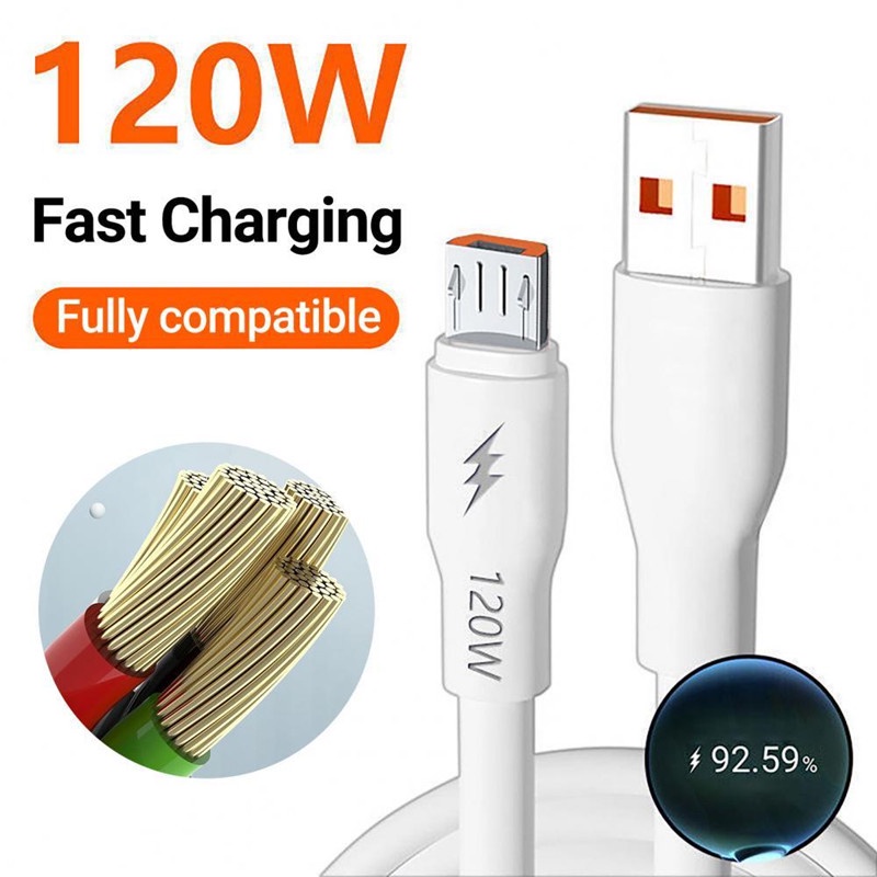 [Value Choice] 120W Super Fast Charging Cable Extra Thick Cable Micro USB Charger Cable Type-cfast charger for android