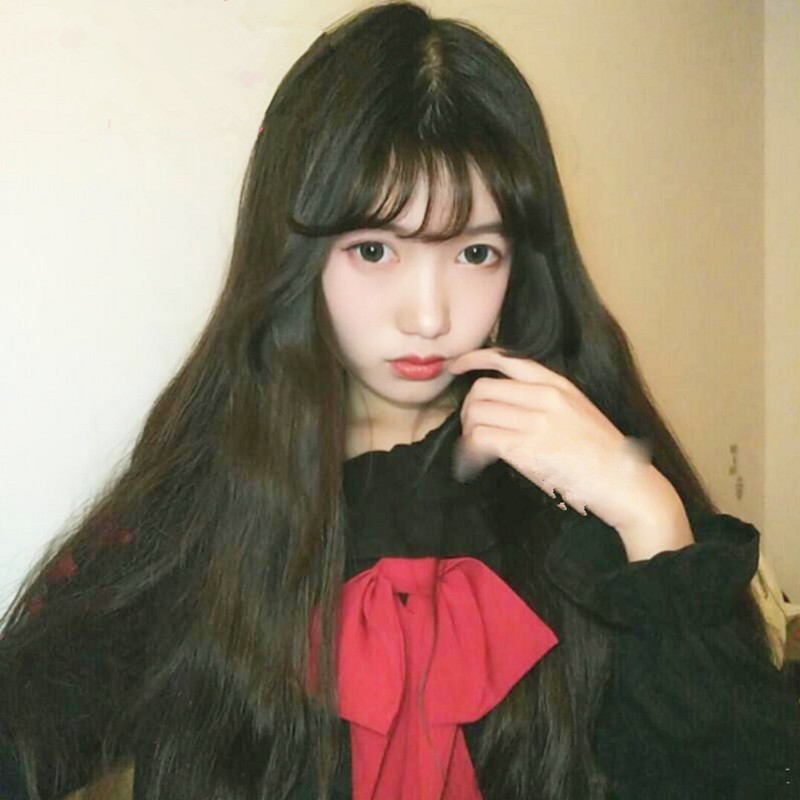 Wig Long Curly Hair Korean Style Air Bangs Natural Simulation Big