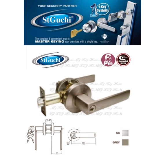 St Guchi SGTL6313 Heavy Duty Tubular Levers(Concealed Fixing) Shopee