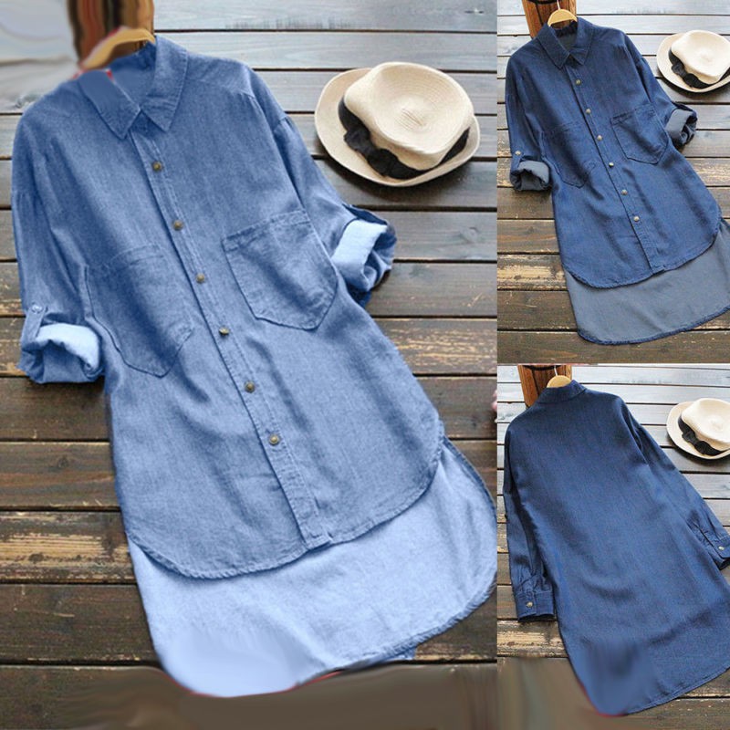 denim long top for ladies