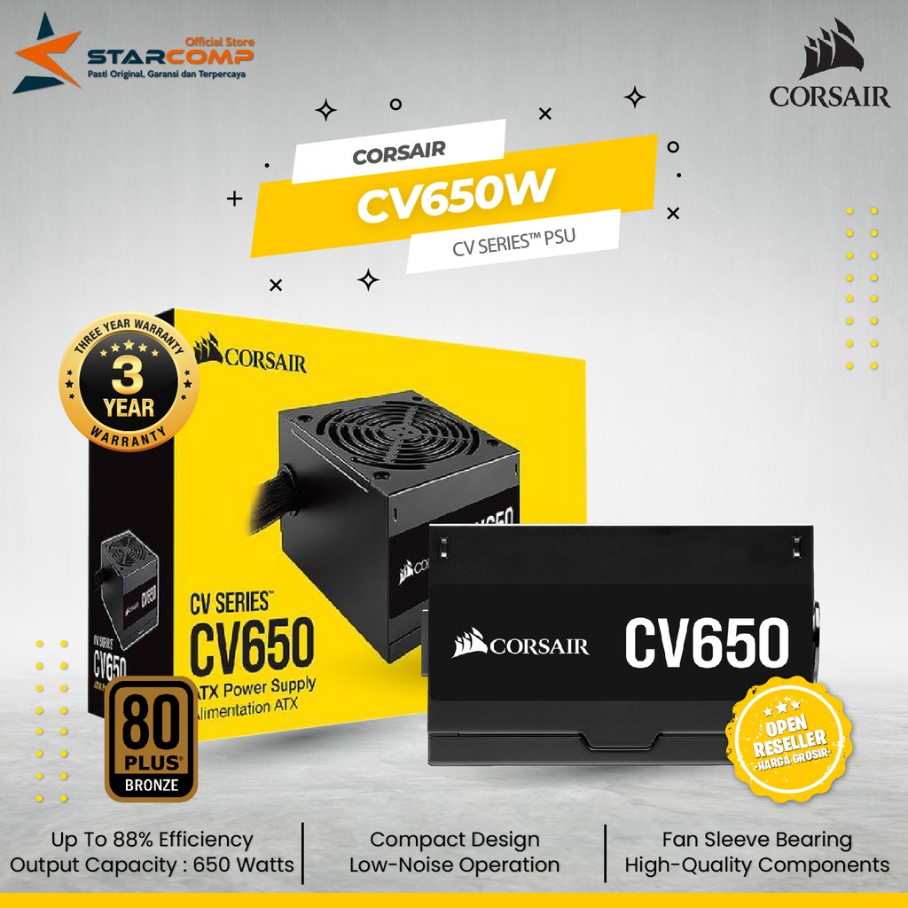 Corsair CV650 Power Supply 650 Watt 80 Plus Bronze CV 650 | Shopee Malaysia