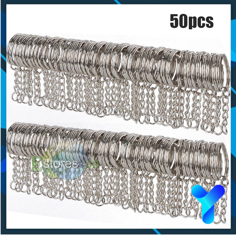 YB Silver Plated Metal Blank Keyring Keychain Split Ring Keyfob Key Holder Rings Women Men DIY Key Chains Accessories