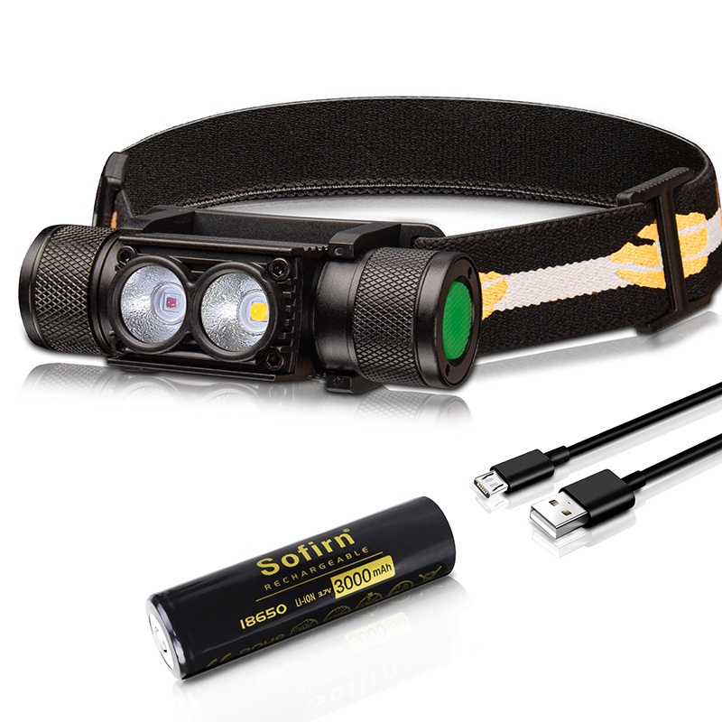 TANSOREN LED Headlamp Flashlight Zoom able USB Rechargeable Waterproof with 18650 Rechargeable Battery 