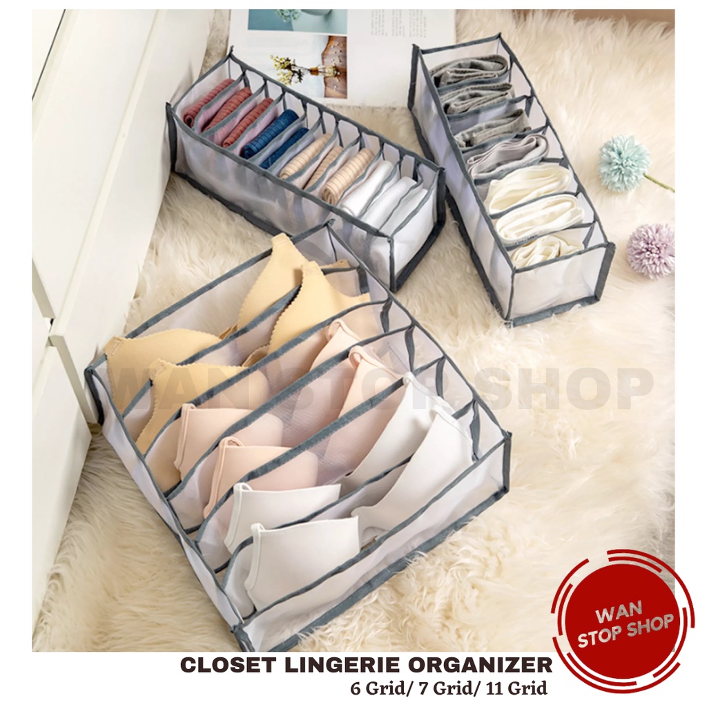 Lingerie Drawer Organizer, (6/7/11 Grid) Underwear Closet Home