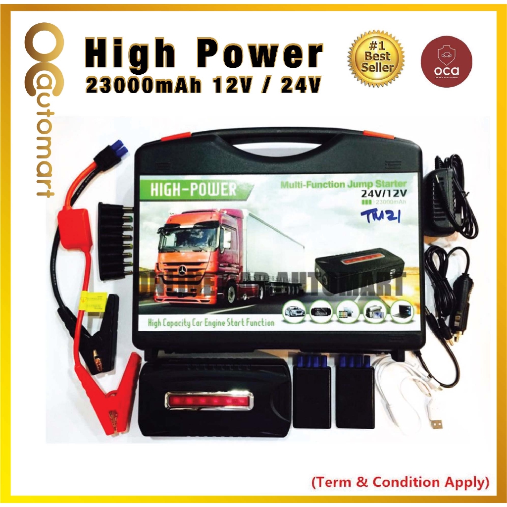 High Power mah 12v 24v Multi Function Emergency Car Jump Start Power Bank Shopee Malaysia