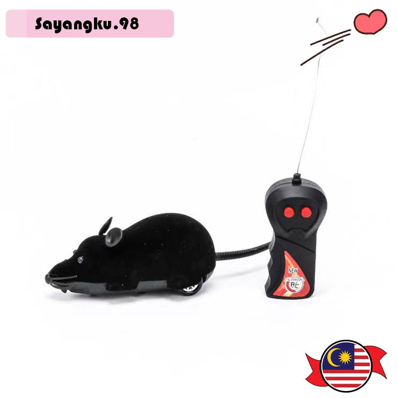 Wireless Electric RC Flocking Rat Toys Pet Cat Play Remote Control Mouse  Toys Black Colour Only (Including Battery) | Shopee Malaysia