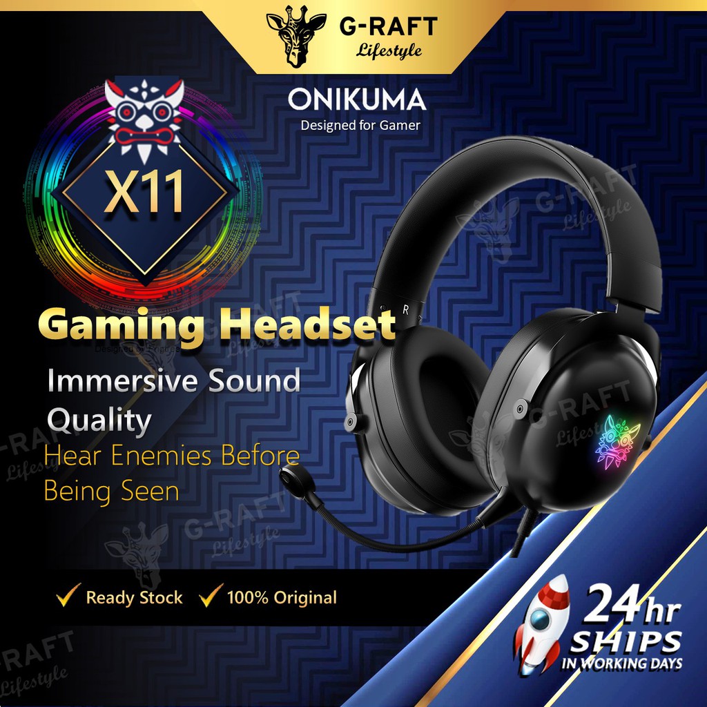 ONIKUMA X11 Gaming Headset Over Ear Headphones with Detachable