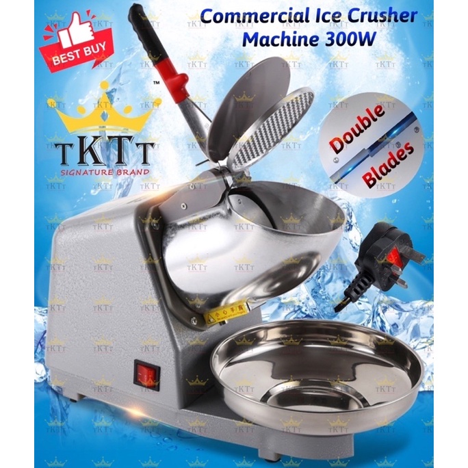 TKTT 300W Electric Automatic Double Blade Ice Crusher Machine Dual Blade Ice Shaver Mesin Kisar Ais 2 Pisau Serbaguna