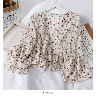 weabby Baju Fashion Women Floral Blouse Korea Chiffon weabby Baju Fashion Women Floral Blouse Korea Chiffon