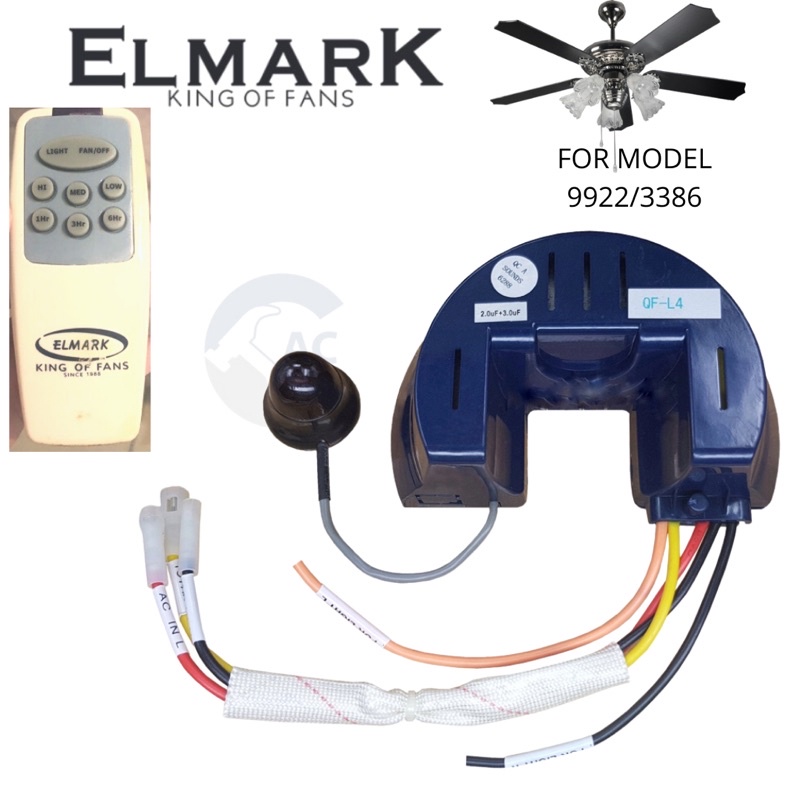 ELMARK ORIGINAL PCB BOARD/REMOTE CONTROL 9922/3386 LIGHT FAN MODEL