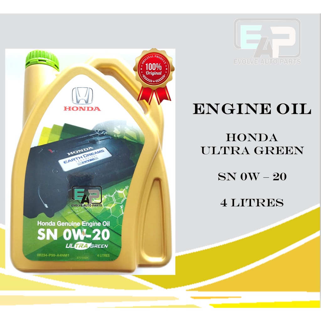 HONDA GENUINE ENGINE OIL SN 0W-20 ULTRA GREEN 4 LITRES | Shopee Malaysia