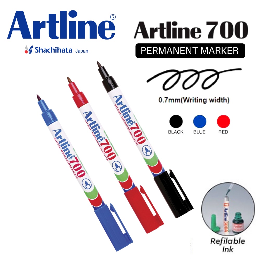 Artline Permanent Marker Pen 700 (Super Fine 0.7mm Bullet Nib) | Shopee ...