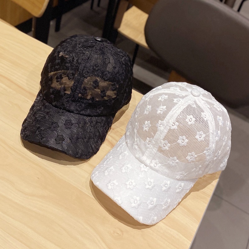 1pc Women Lace Flower Baseball Caps / Fashion Visors Breathable Mesh Cap / Korean Style Hollow Sunscreen Hat / Outdoor Snapback Beach Hats