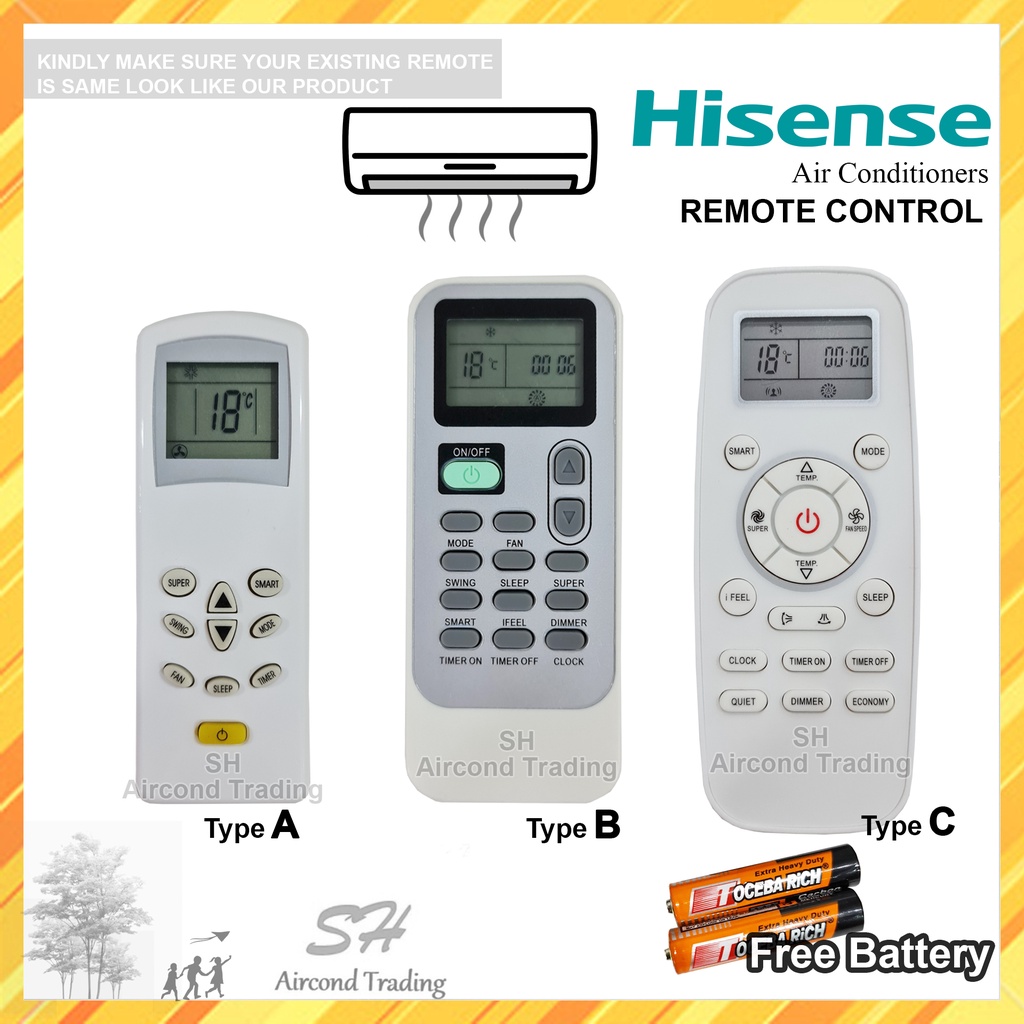 Hisense Aircond Remote Control Replacement free Battery Hisense Air