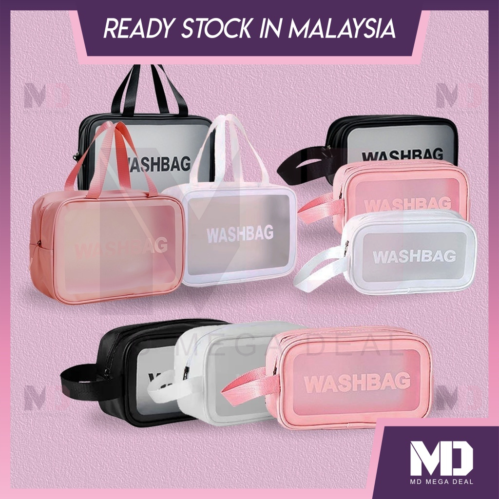 《Mega Deal》Waterproof TPU Cosmetic Bag Makeup bag Transparent Storage Bath Bag Hand Printed Portable Wash Bag