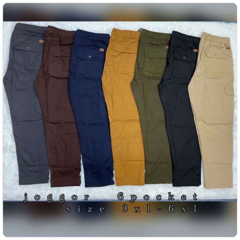 Ready Stock Big Size Cargo 6pocket Elastick pants Unisex best quality New Arival