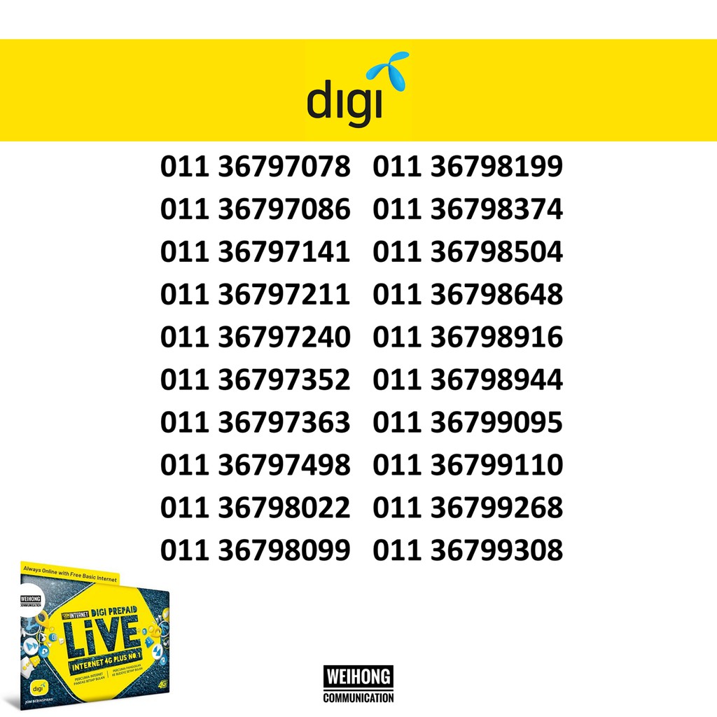 Digi Prepaid Number Simcard Ii Shopee Malaysia