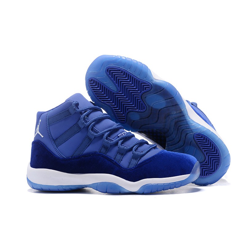 blue jordan 11 suede