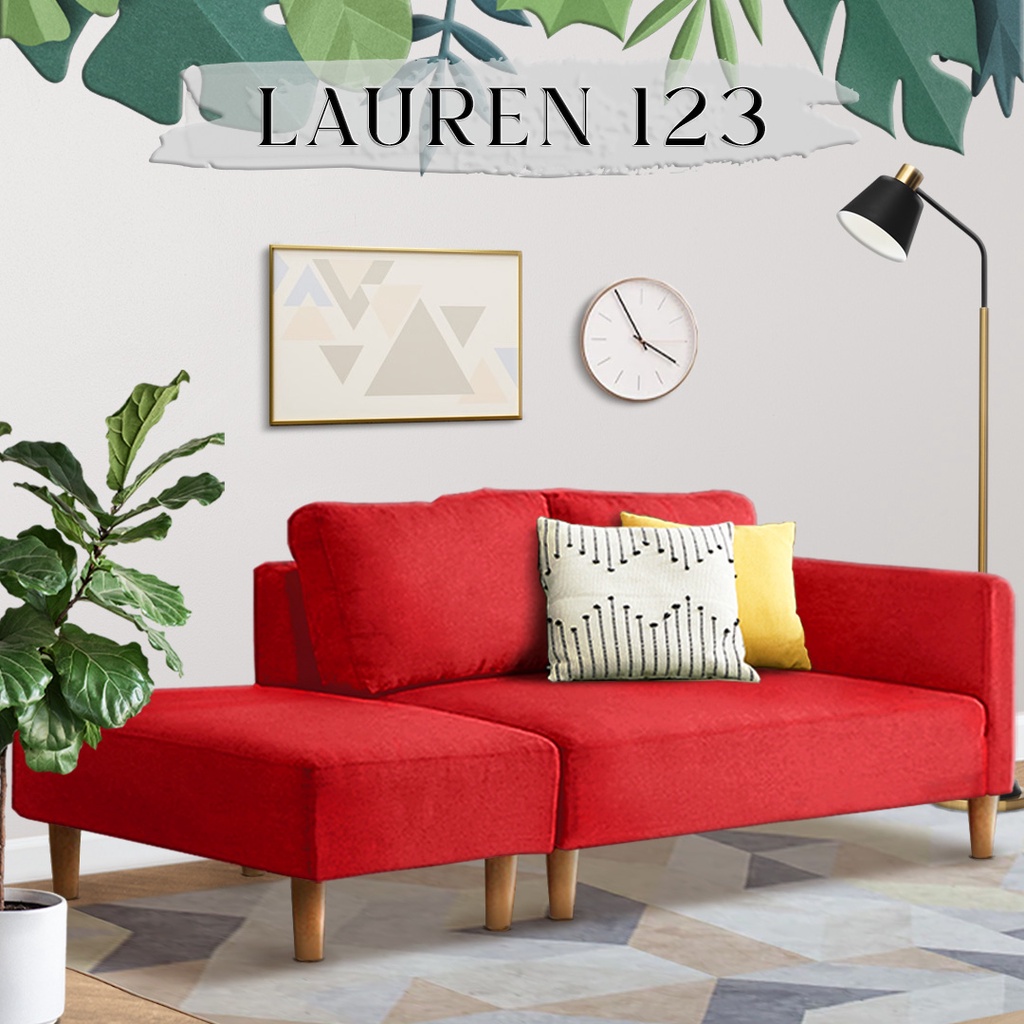 FREE SHIPPING !!! Lauren 123 Fabric Designer 2 Seater Sofa FREE stool KLANG VALLEY ONLY