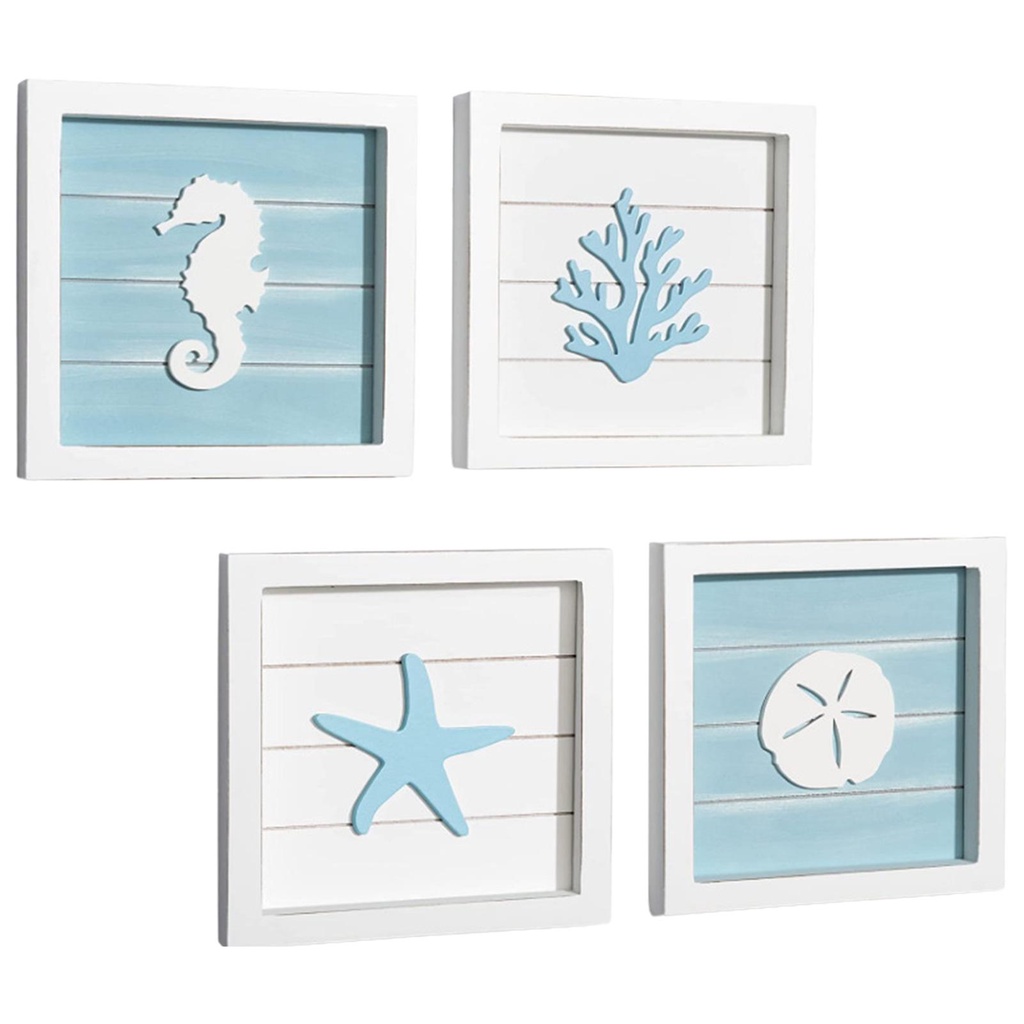 Ocean Theme Beach Wall Decor Beach Theme Bathroom Wall Decor Coastal 3D Wall Art with Starfish Seahorse Sand Dollar and