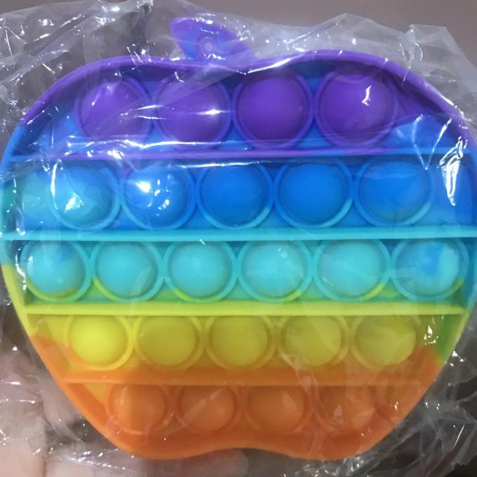 Pop It Fidget Toy Rainbow Kids Toy Stress Relief Apple NonToxic