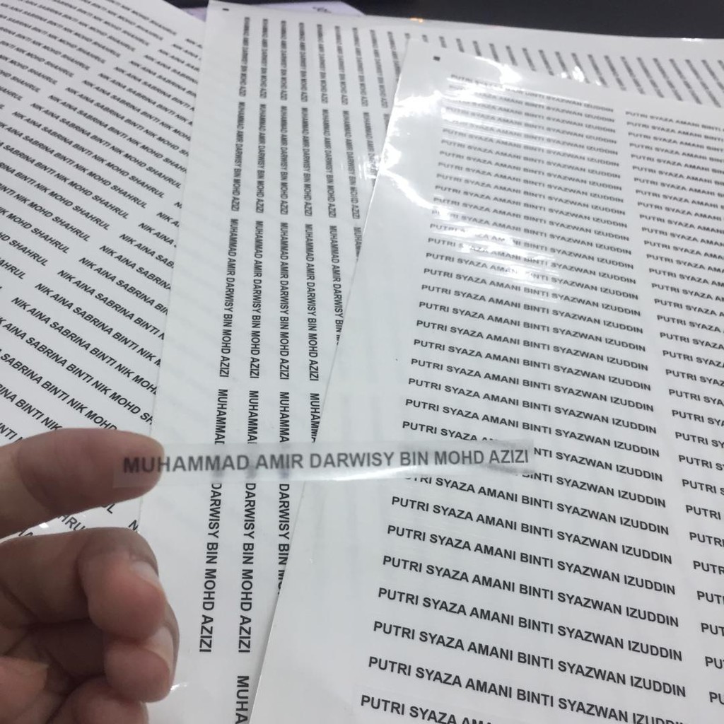 Sticker Nama Transparent Shopee Malaysia